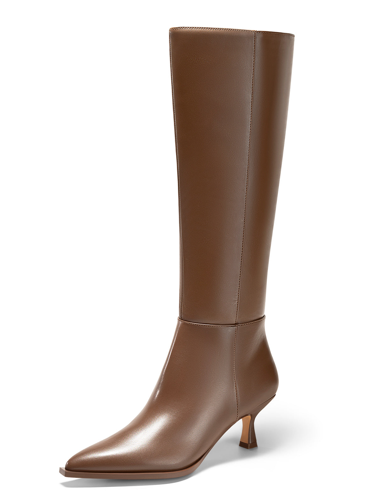 Coutgo Womens Dark Brown Knee High Boots