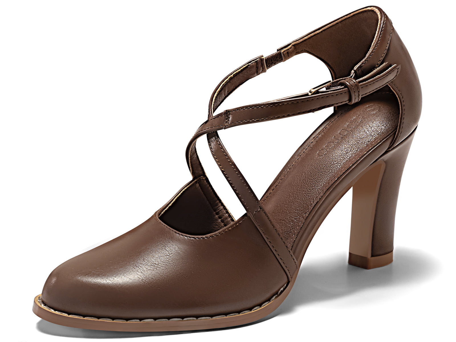 Coutgo Womens Dark Brown Chunky High Heels