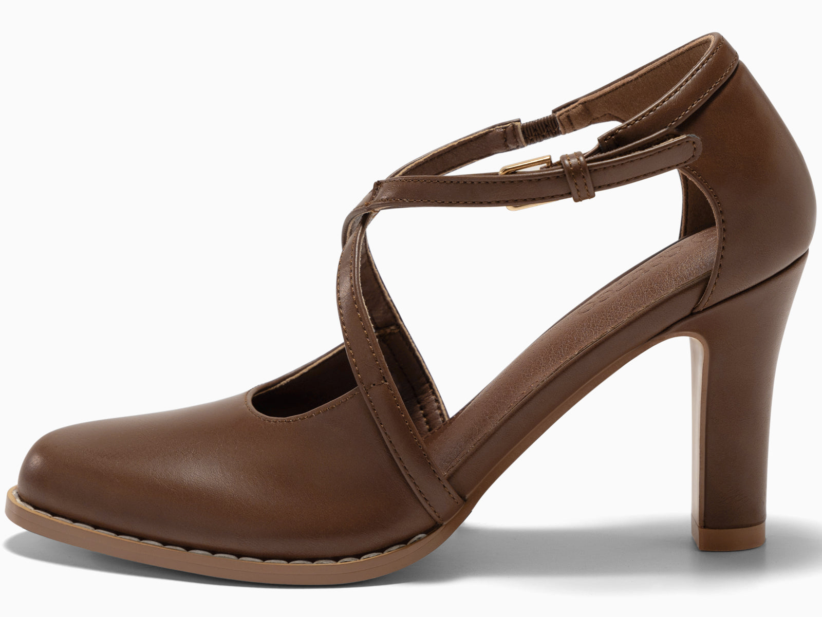 Coutgo Womens Dark Brown Chunky High Heels