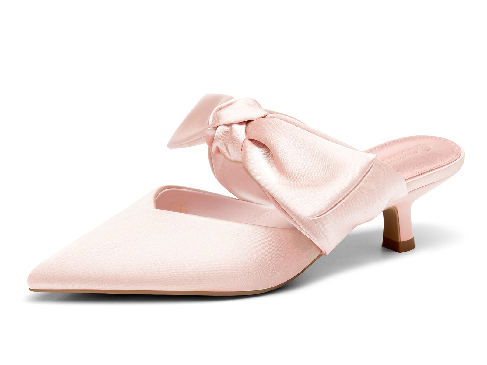Coutgo Women's Pink Kitten Bow Strap Heels