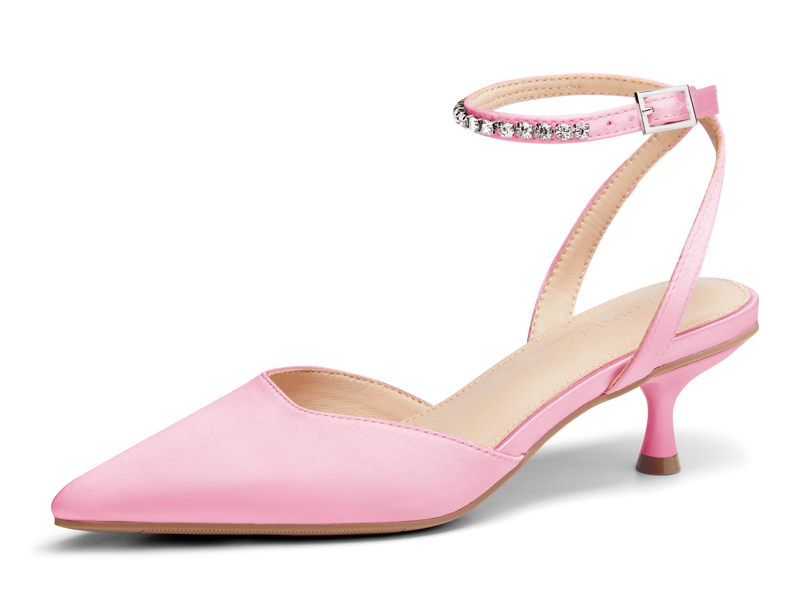 Coutgo Womens Pink Low Kitten Heels