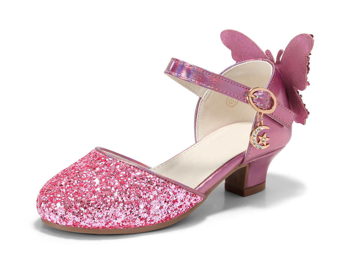 Coutgo Girls Glitter Princess High Heel Dress Shoes