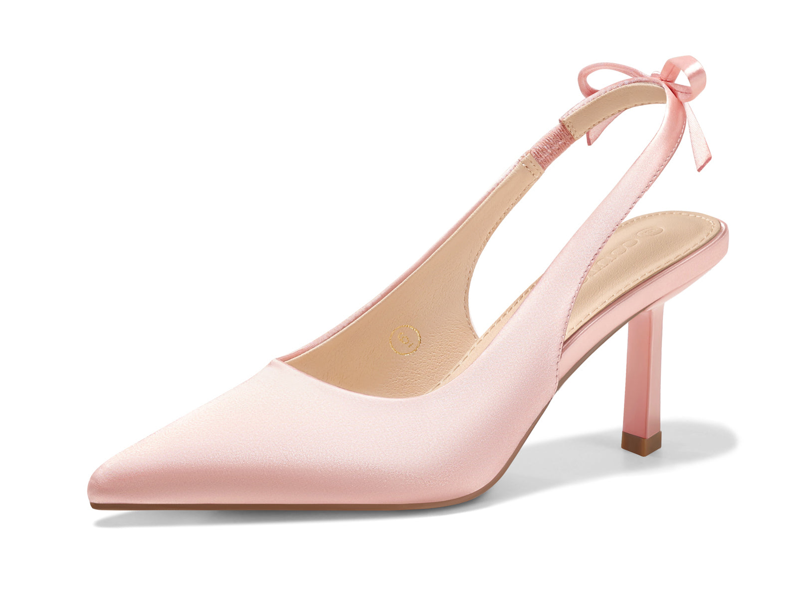 Coutgo Womens Pink Slingback Heels with Bow