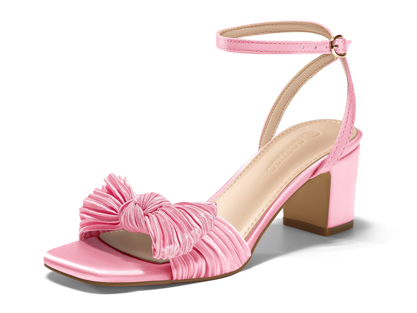 Coutgo Womens Pink Pleated Bow Sandals