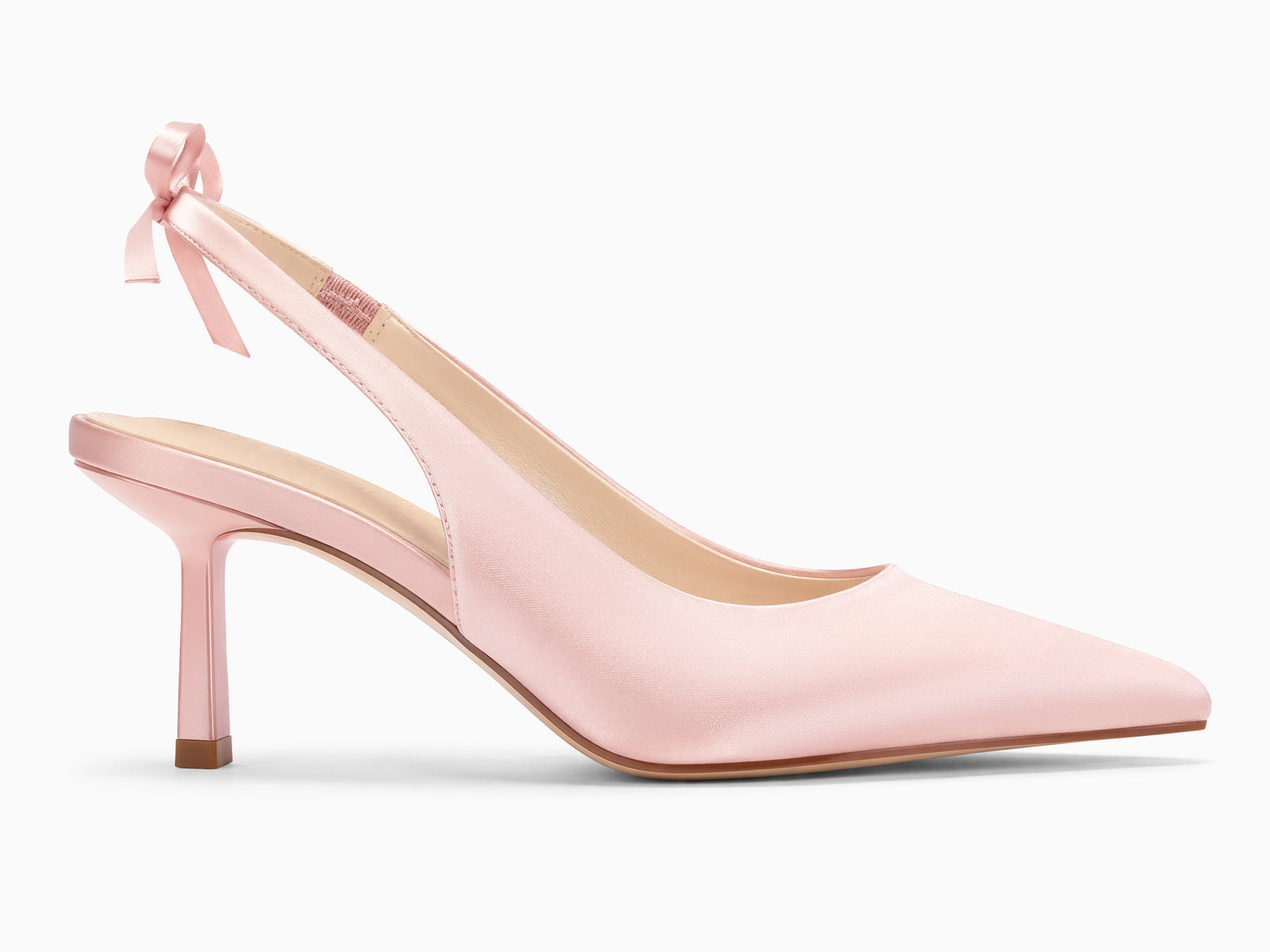 Coutgo Womens Pink Slingback Heels with Bow