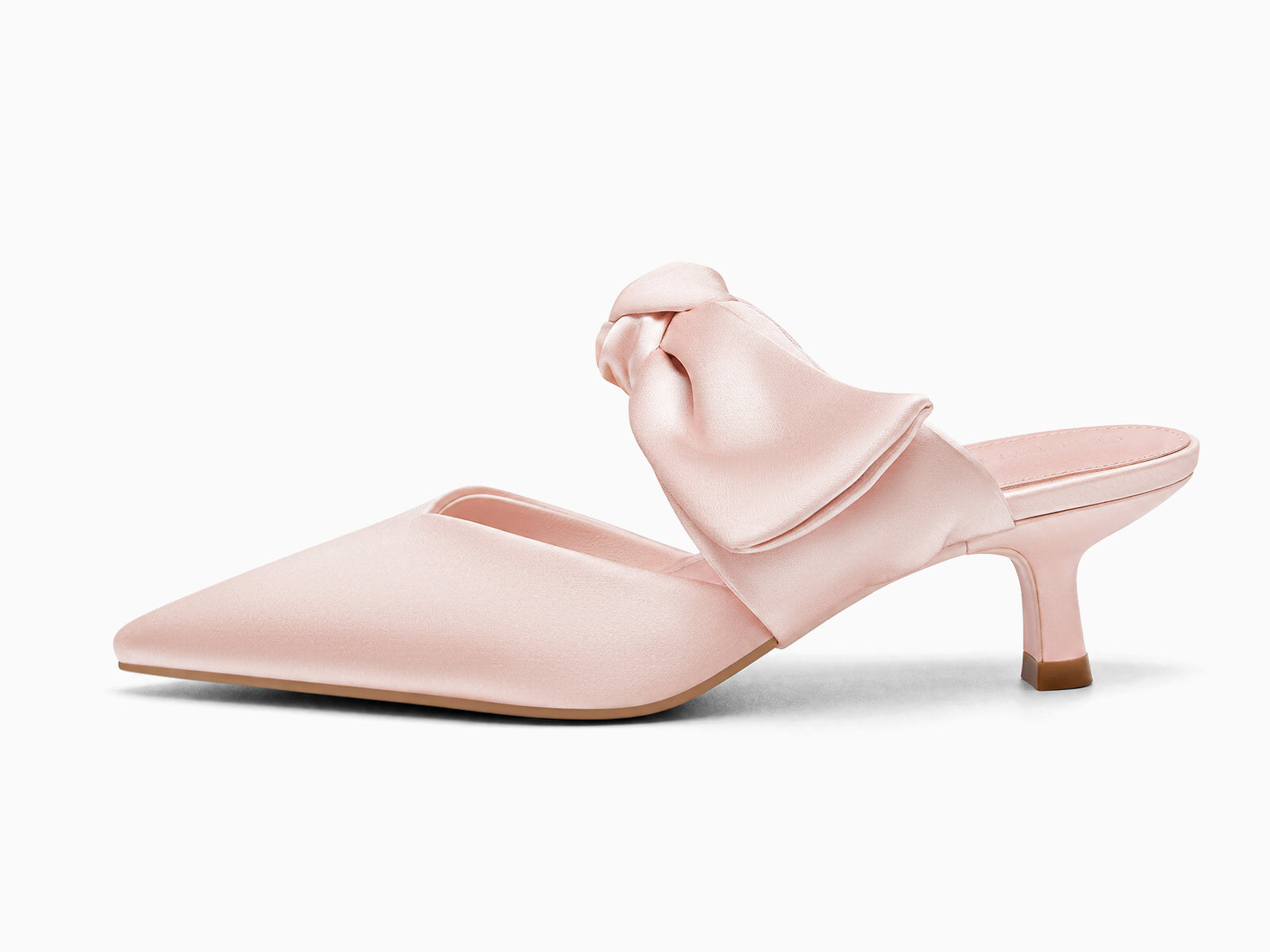 Coutgo Women's Pink Kitten Bow Strap Heels