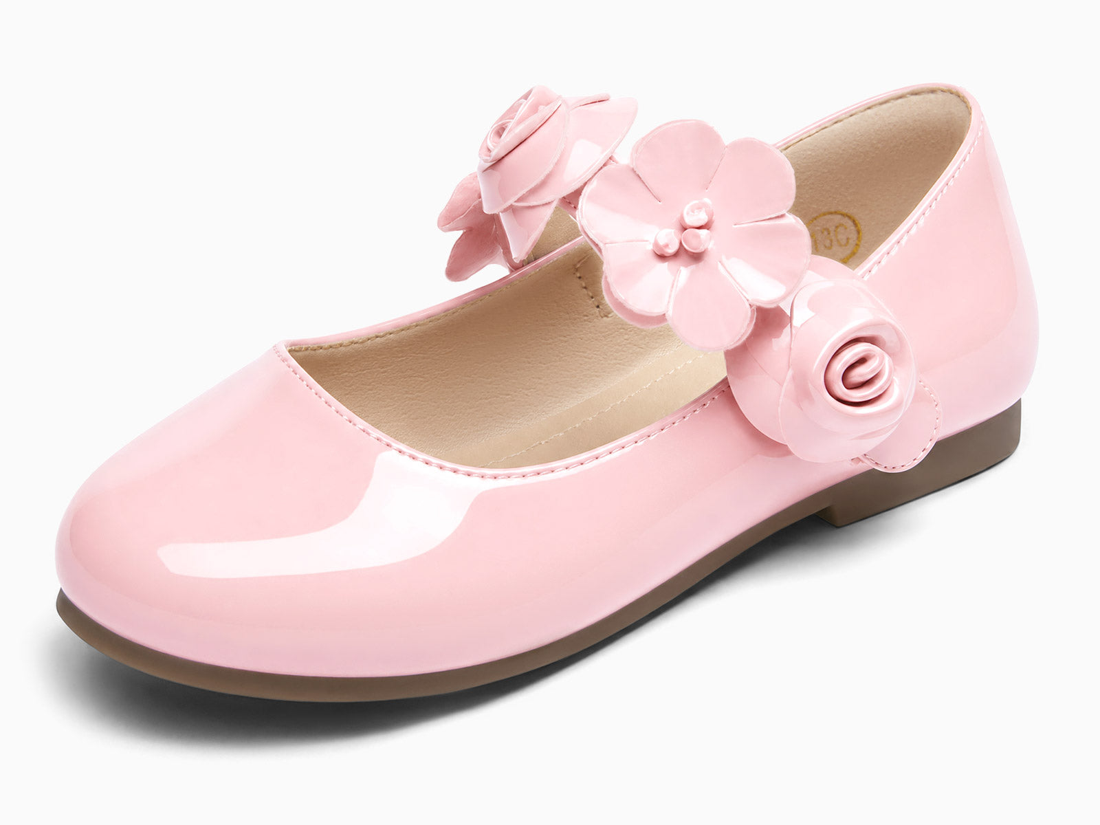 Coutgo Girls Pink Mary Jane Dress Shoes Pink / 4 Big Kid / Hook & loop