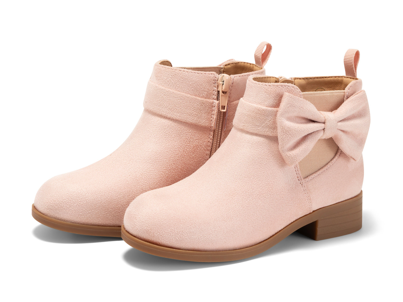 Coutgo Girls Pink Bow Suede Ankle Boots