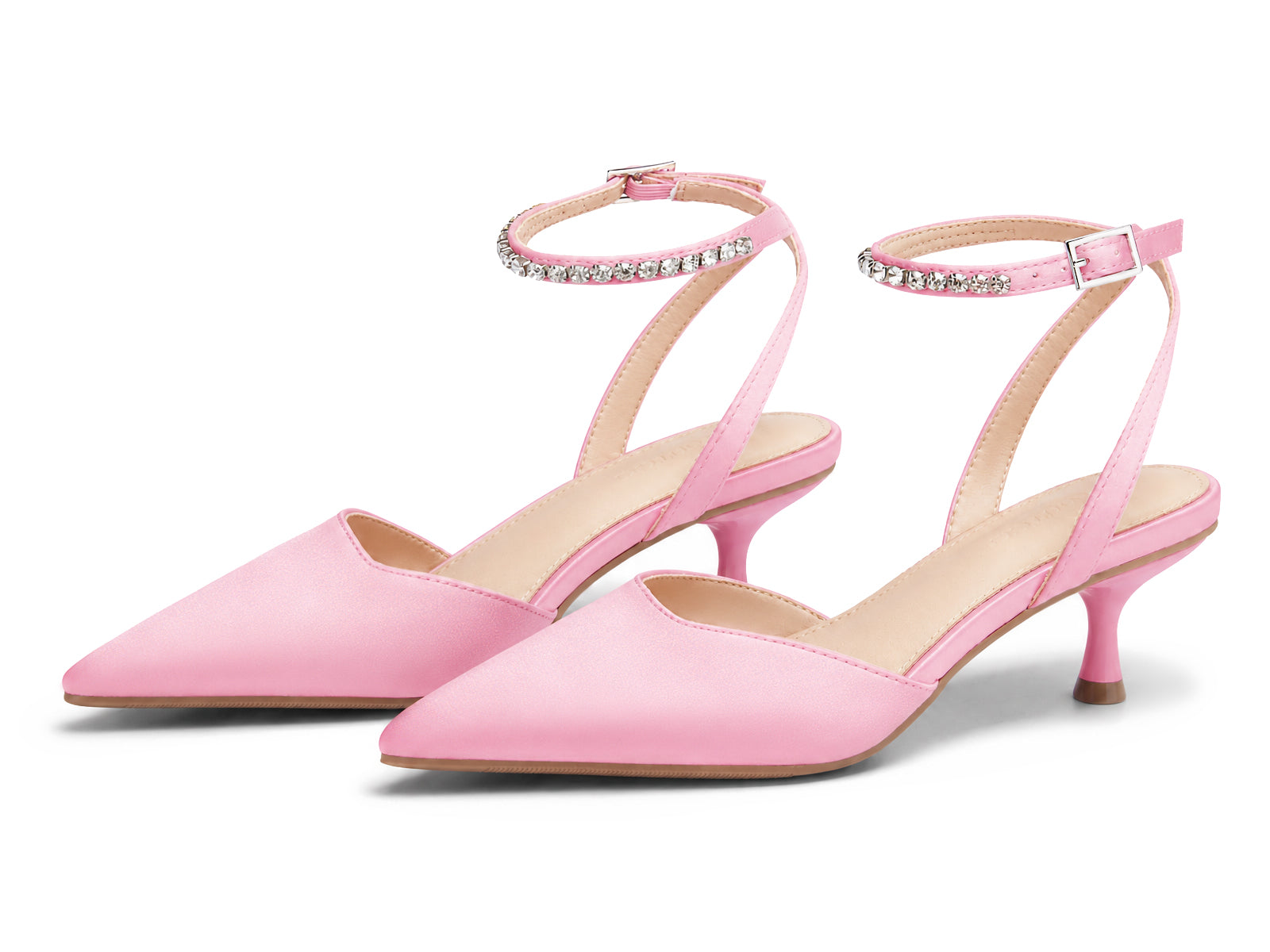 Coutgo Womens Pink Low Kitten Heels