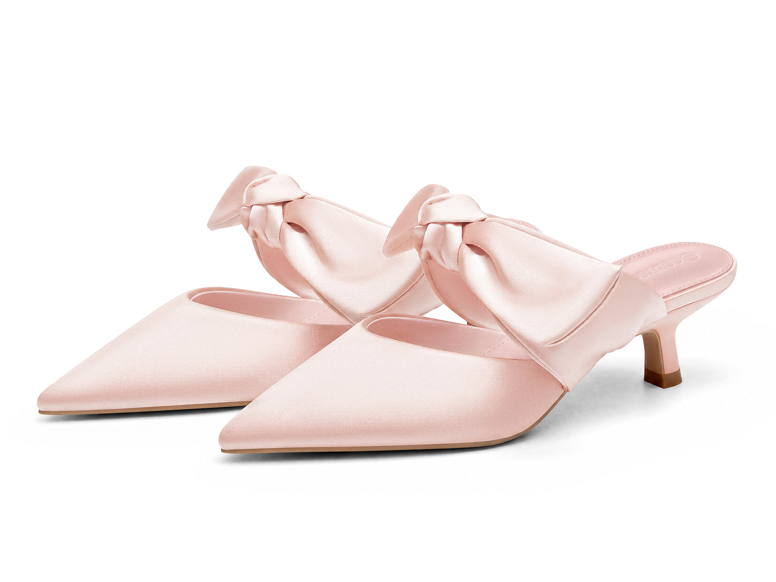 Coutgo Women's Pink Kitten Bow Strap Heels