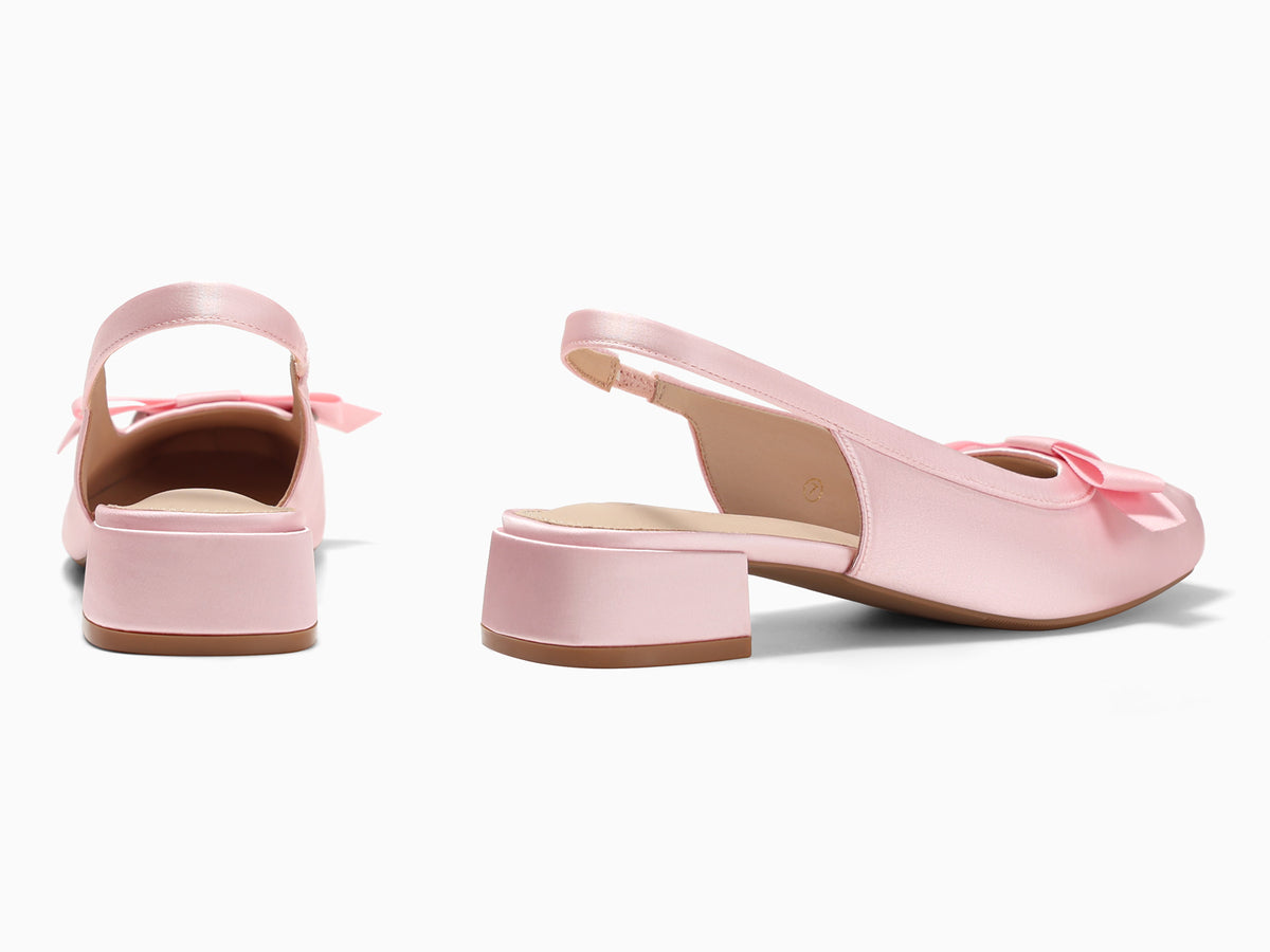 Coutgo Womens Pink Bow Slingback Dress Heels