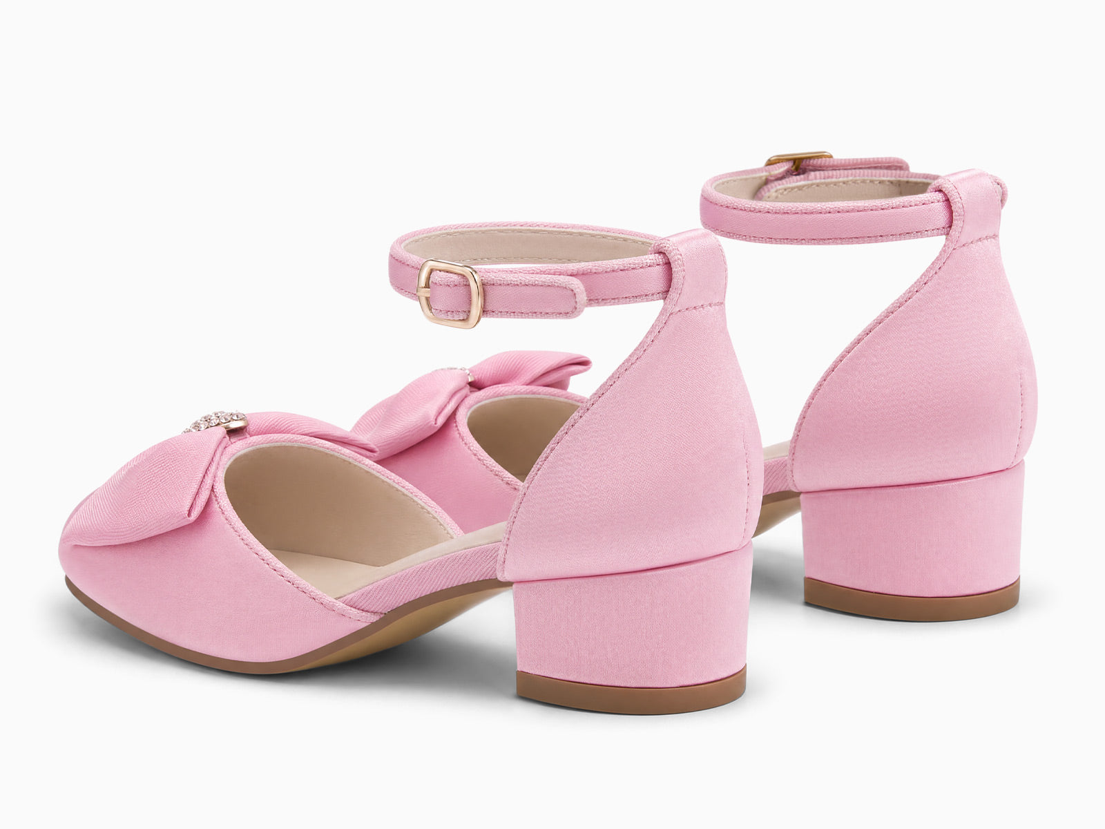 Coutgo Womens Pink Slingback Chunky Low Heels