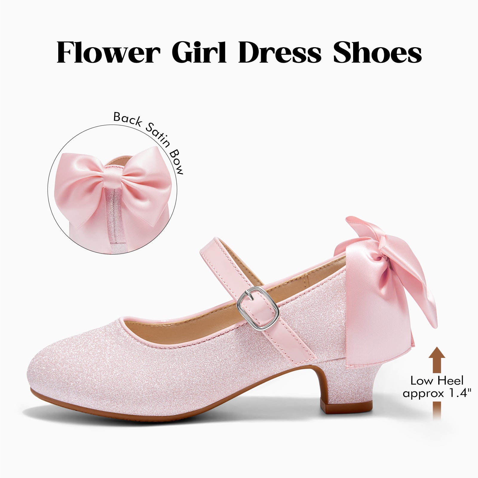 Coutgo Girls Pink Dress Shoes Mary Jane