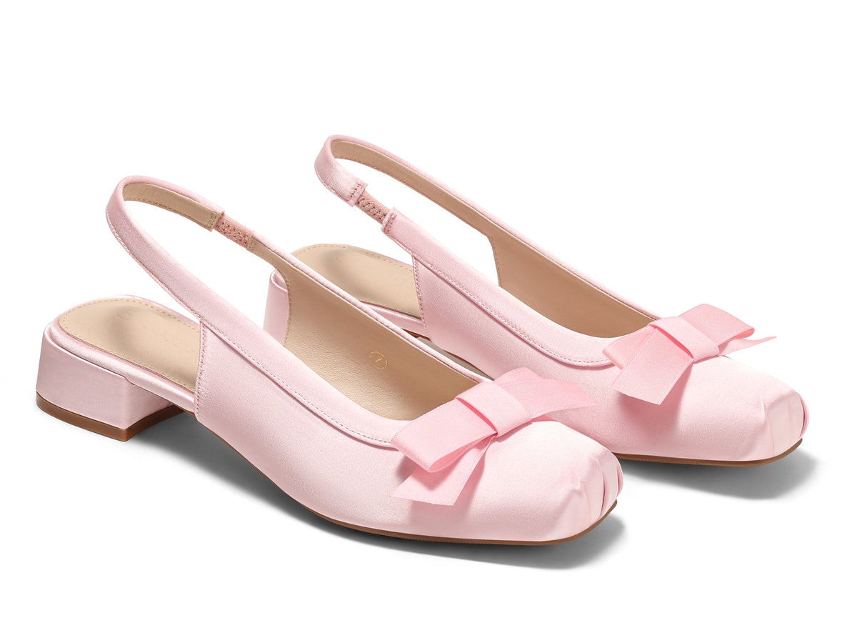 Coutgo Womens Pink Bow Slingback Dress Heels
