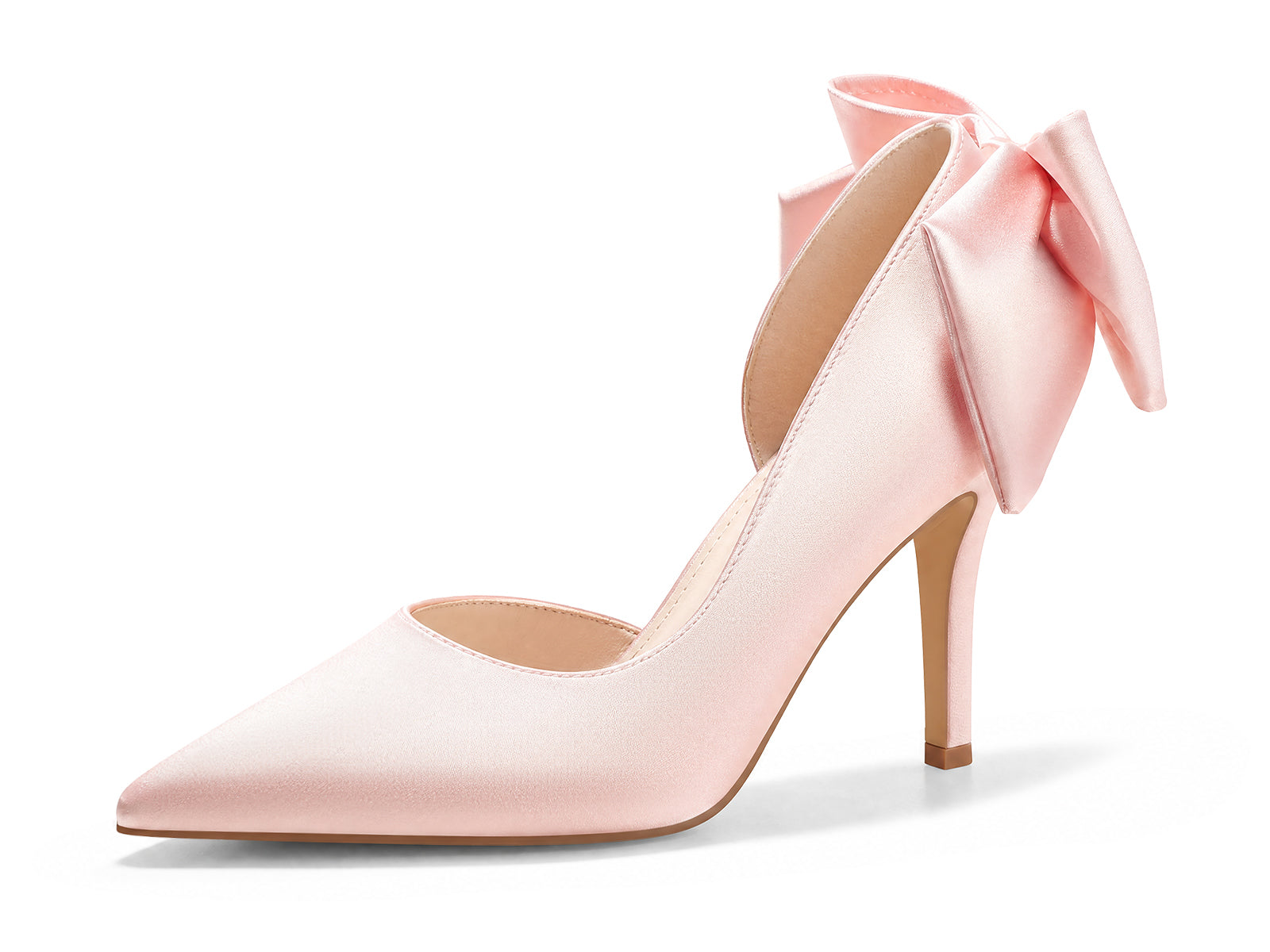 Coutgo Womens Nude Pink Bow Stiletto High Heels