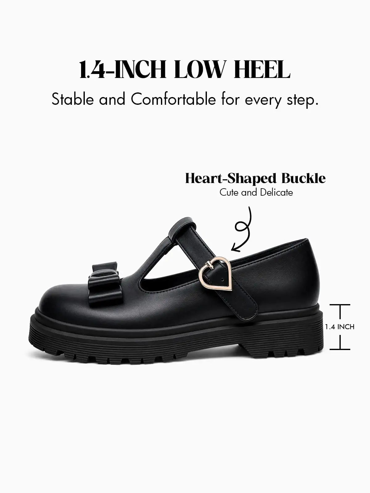 Coutgo Girls Cool Black Mary Jane Loafers