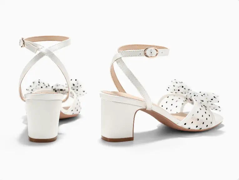 Coutgo Womens Bow Block Heel Sandals for Weddings