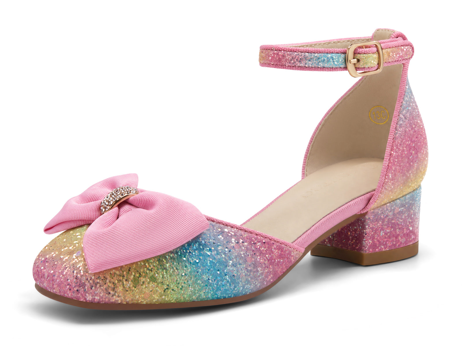 Coutgo Womens Rainbow-hued Slingback Chunky Low Heels