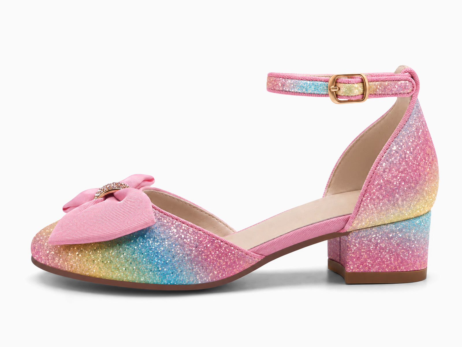 Coutgo Womens Rainbow-hued Slingback Chunky Low Heels