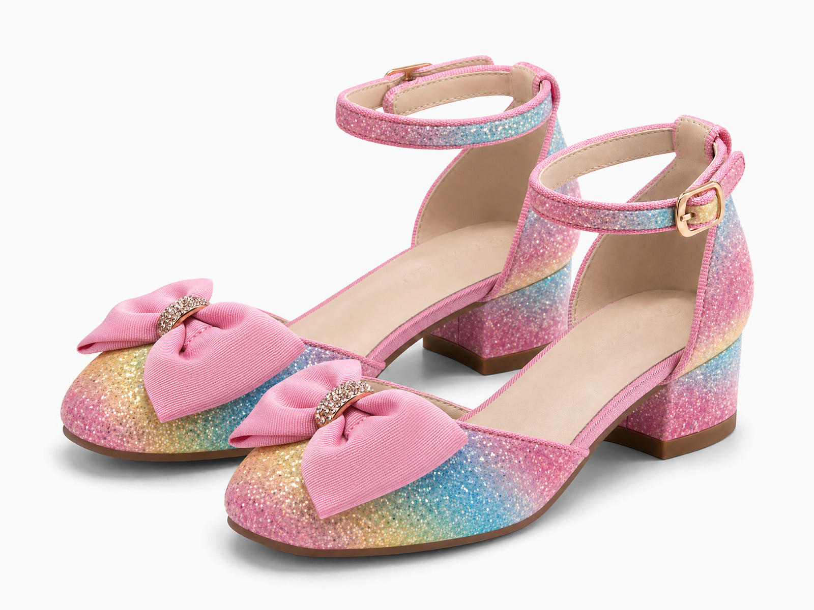 Coutgo Womens Rainbow-hued Slingback Chunky Low Heels