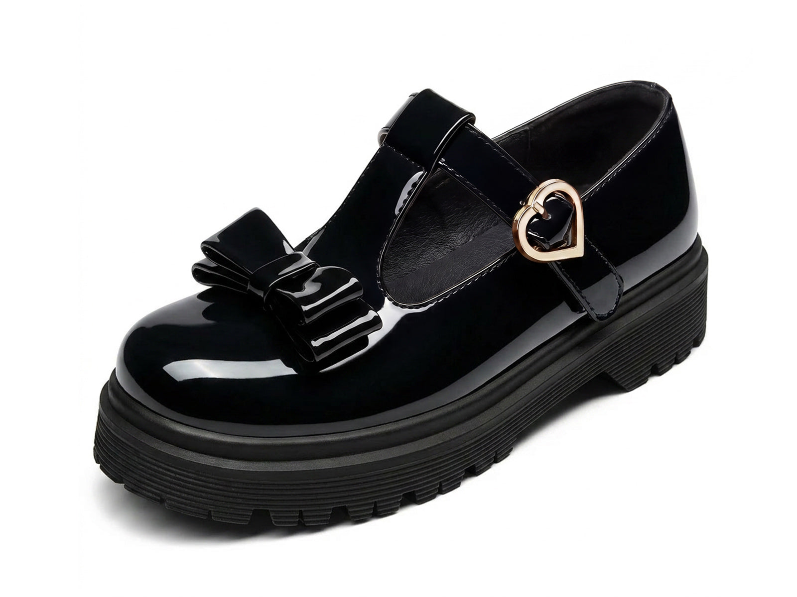 Coutgo Girls Black Mary Jane Loafers