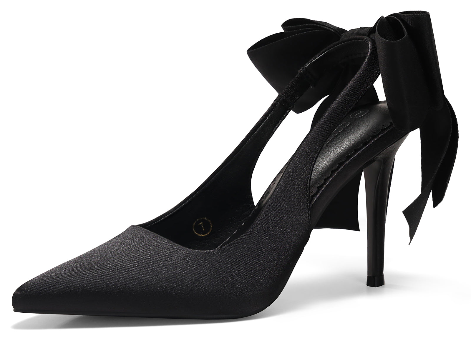 Coutgo Womens Black High Heels with Bow