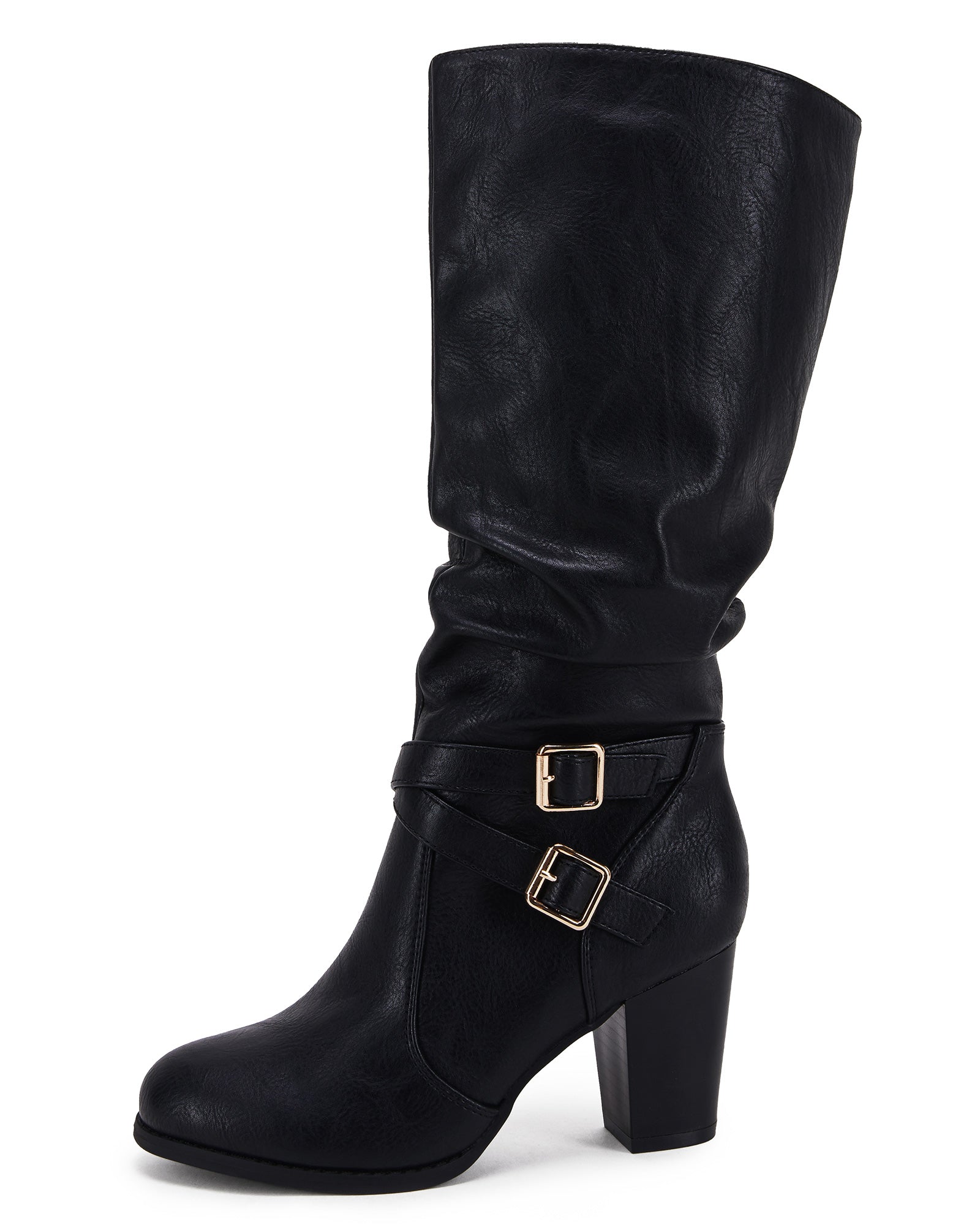 Ermonn Womens Black Mid Knee High Boots