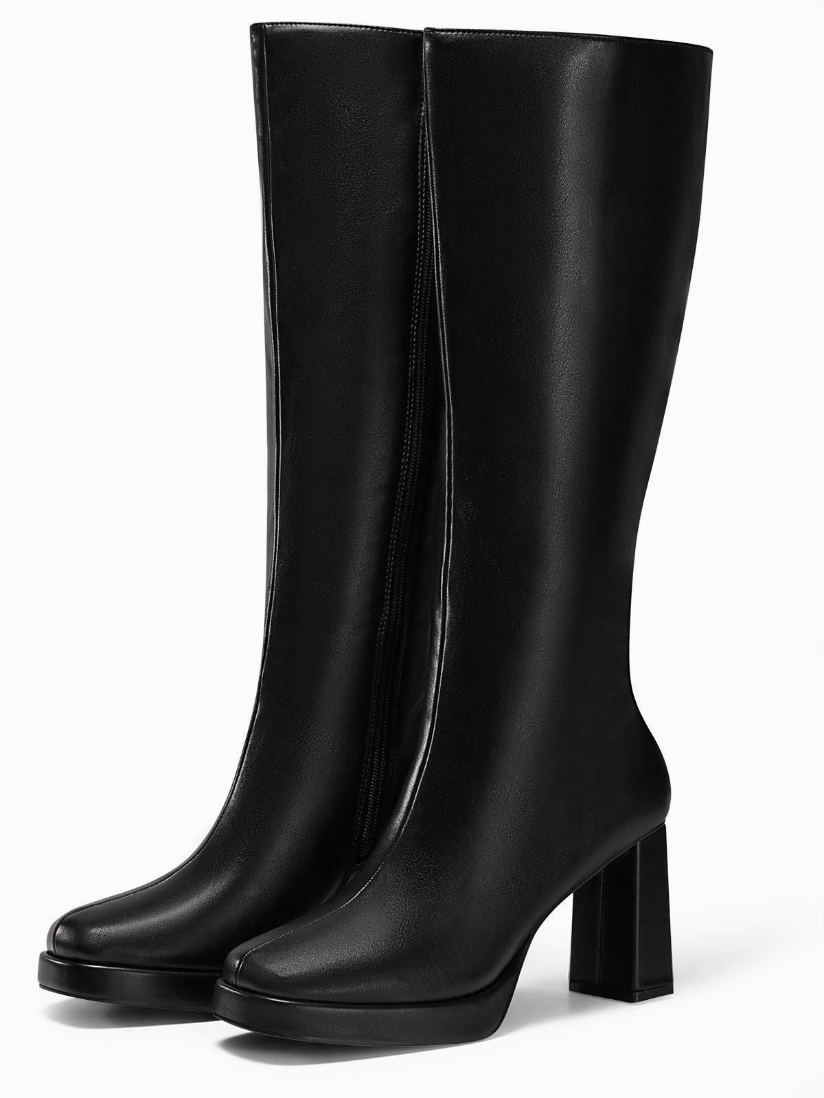 Coutgo Womens Black Knee High Boots