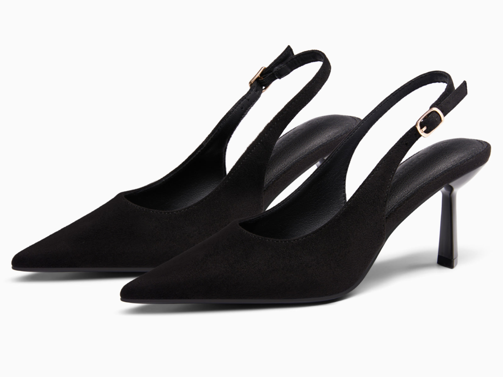Coutgo Womens Black Slingback Kitten Heels