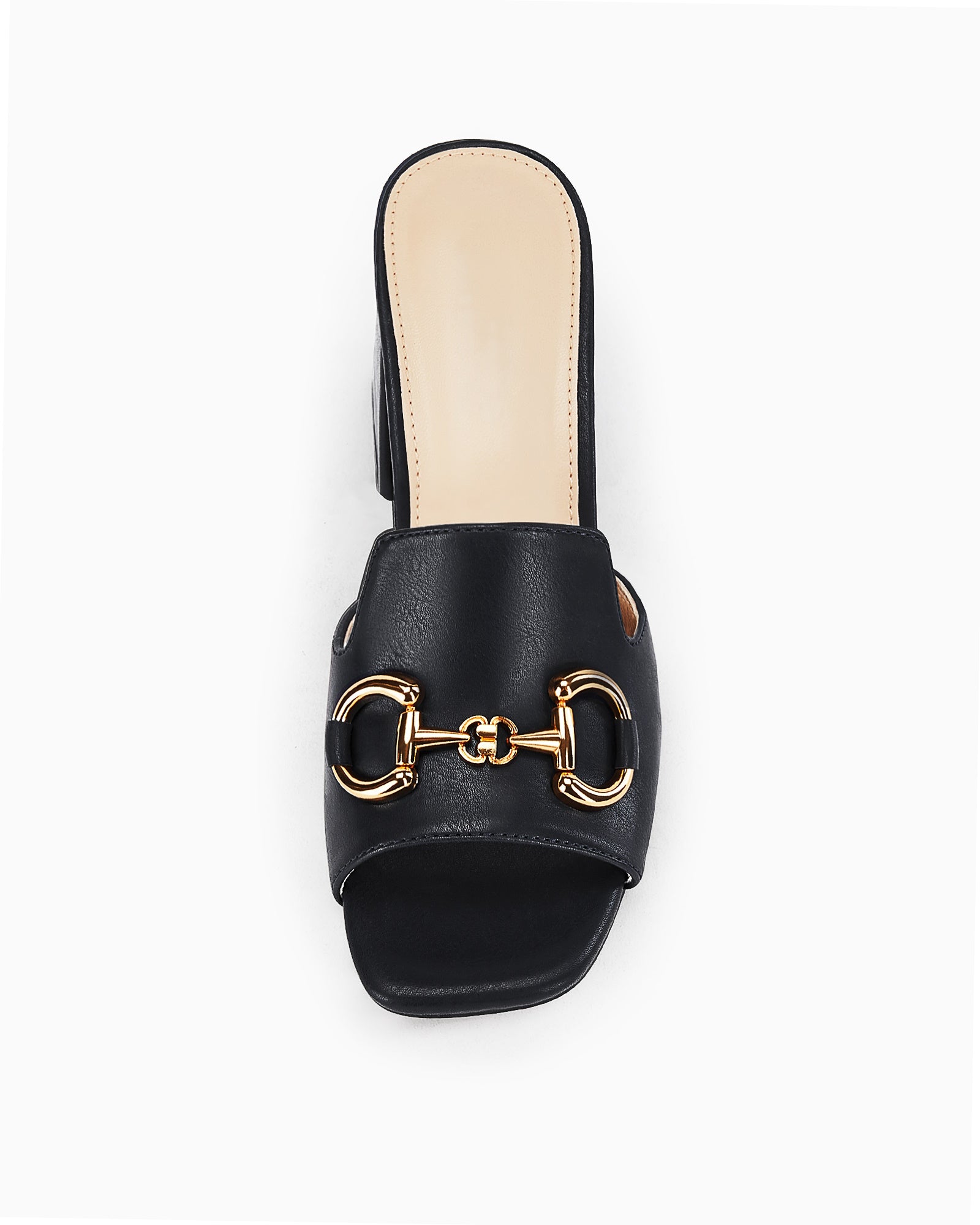 Women's Sandals Black Peep Toe Slides Chunky Heel