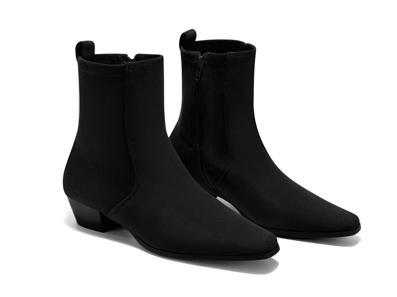 Coutgo Womens Black Square Toe Ankle Boots