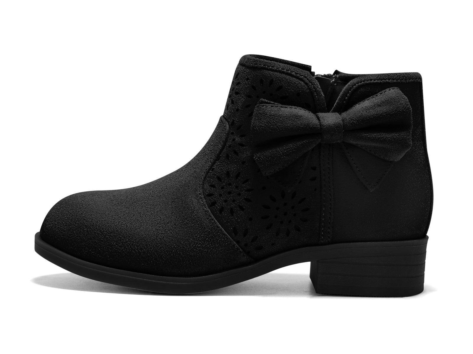Coutgo Suede Black Bow Chunky Ankle Boots