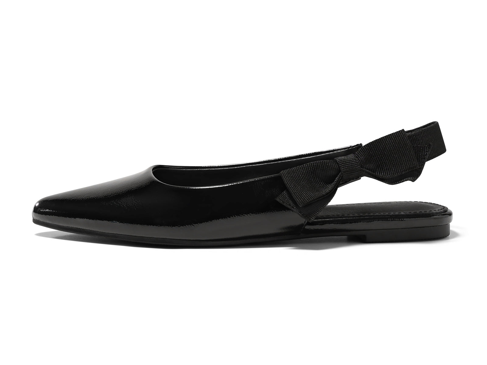 Coutgo Womens Black Bow Slingback Flats