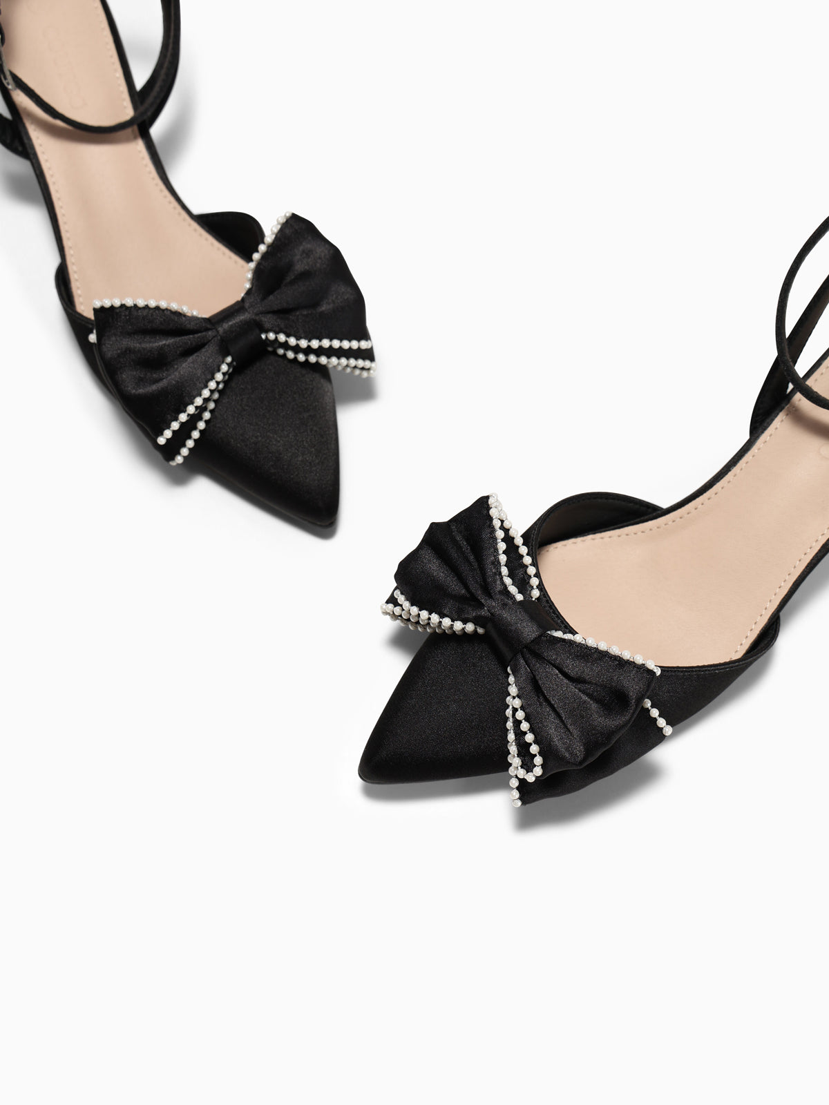 Coutgo Womens Black Satin Kitten Low Heels