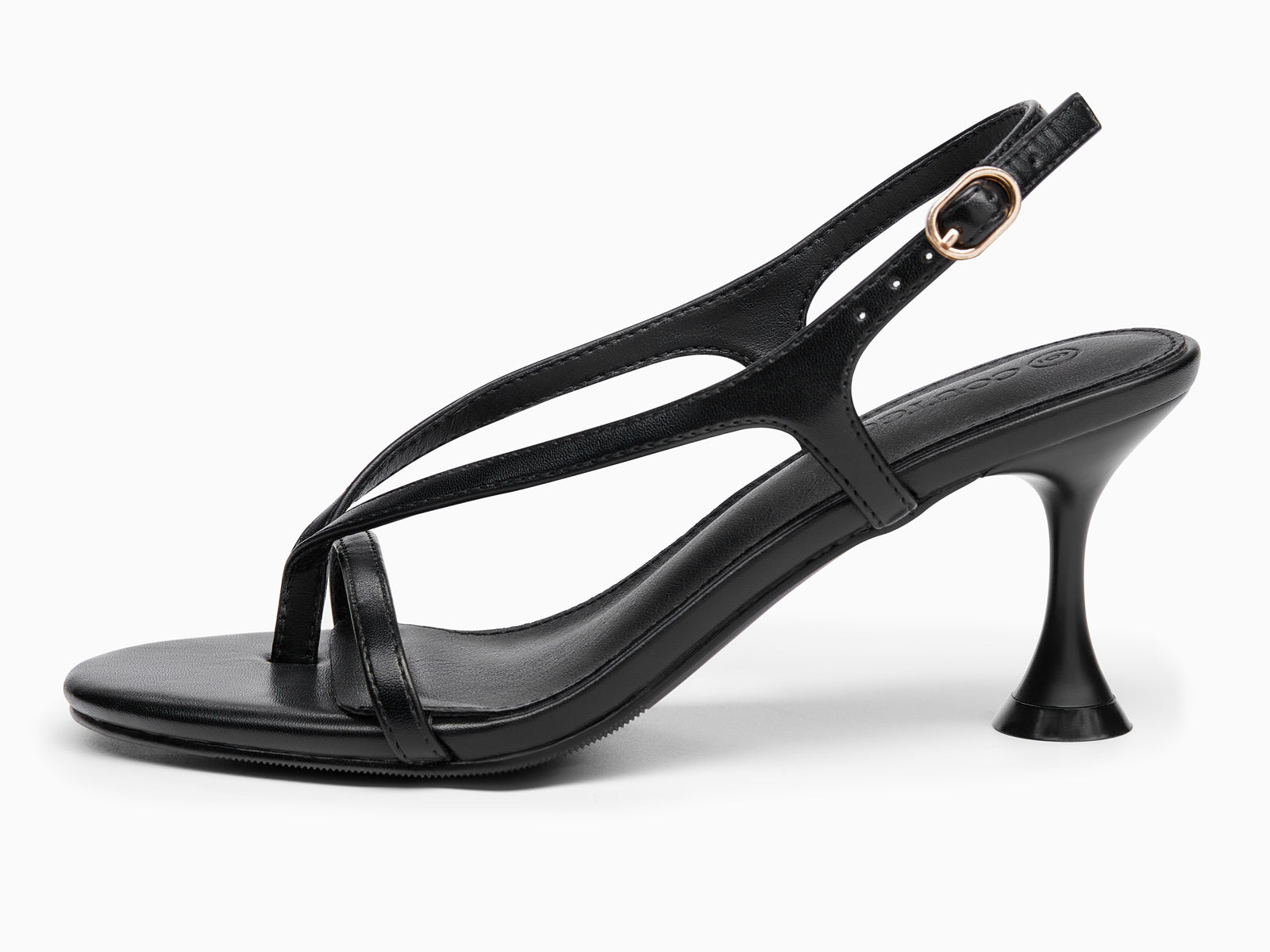 Coutgo Womens Black Strappy Kitten Heels