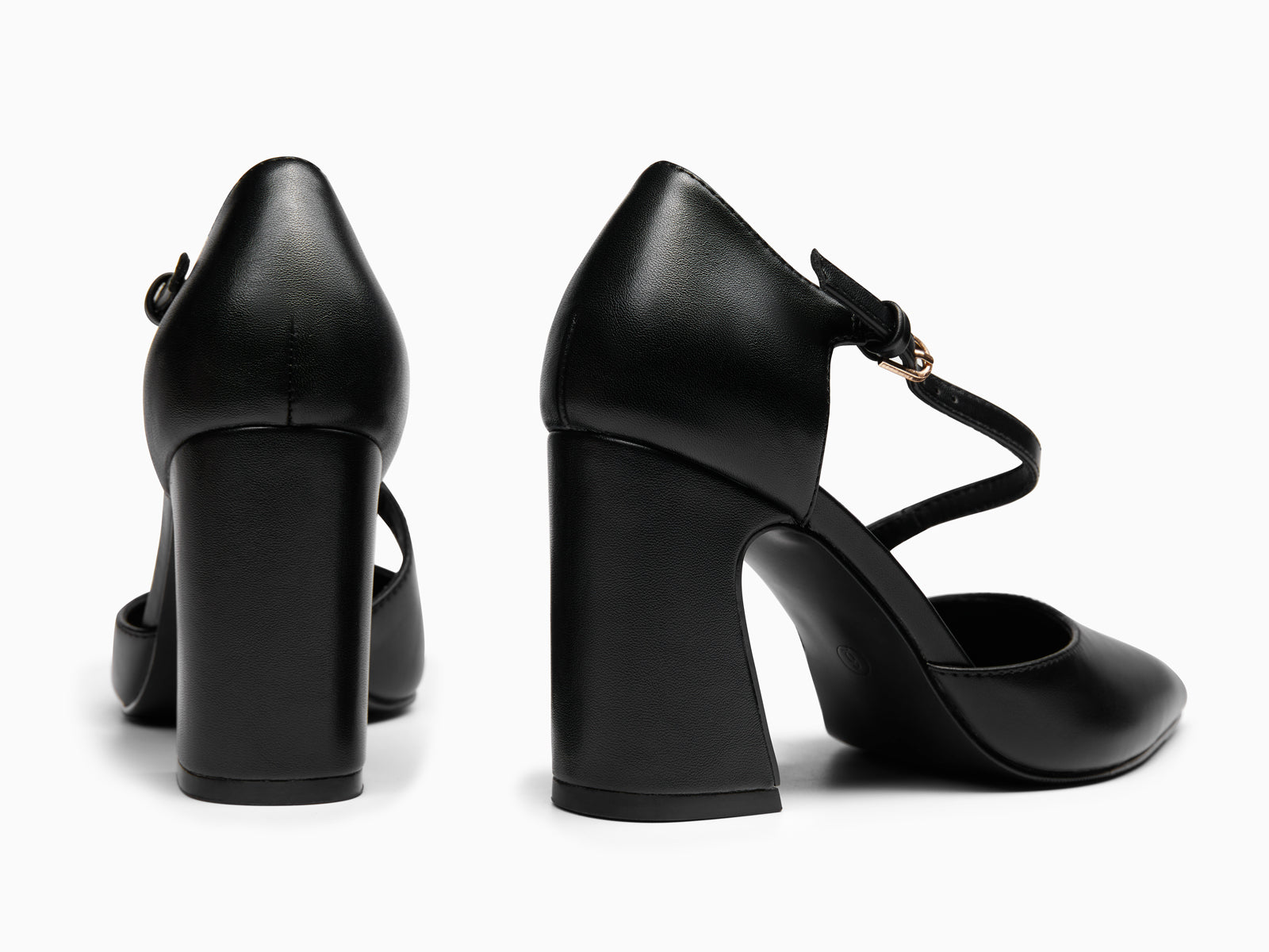 Coutgo Womens Black Chunky High Heels