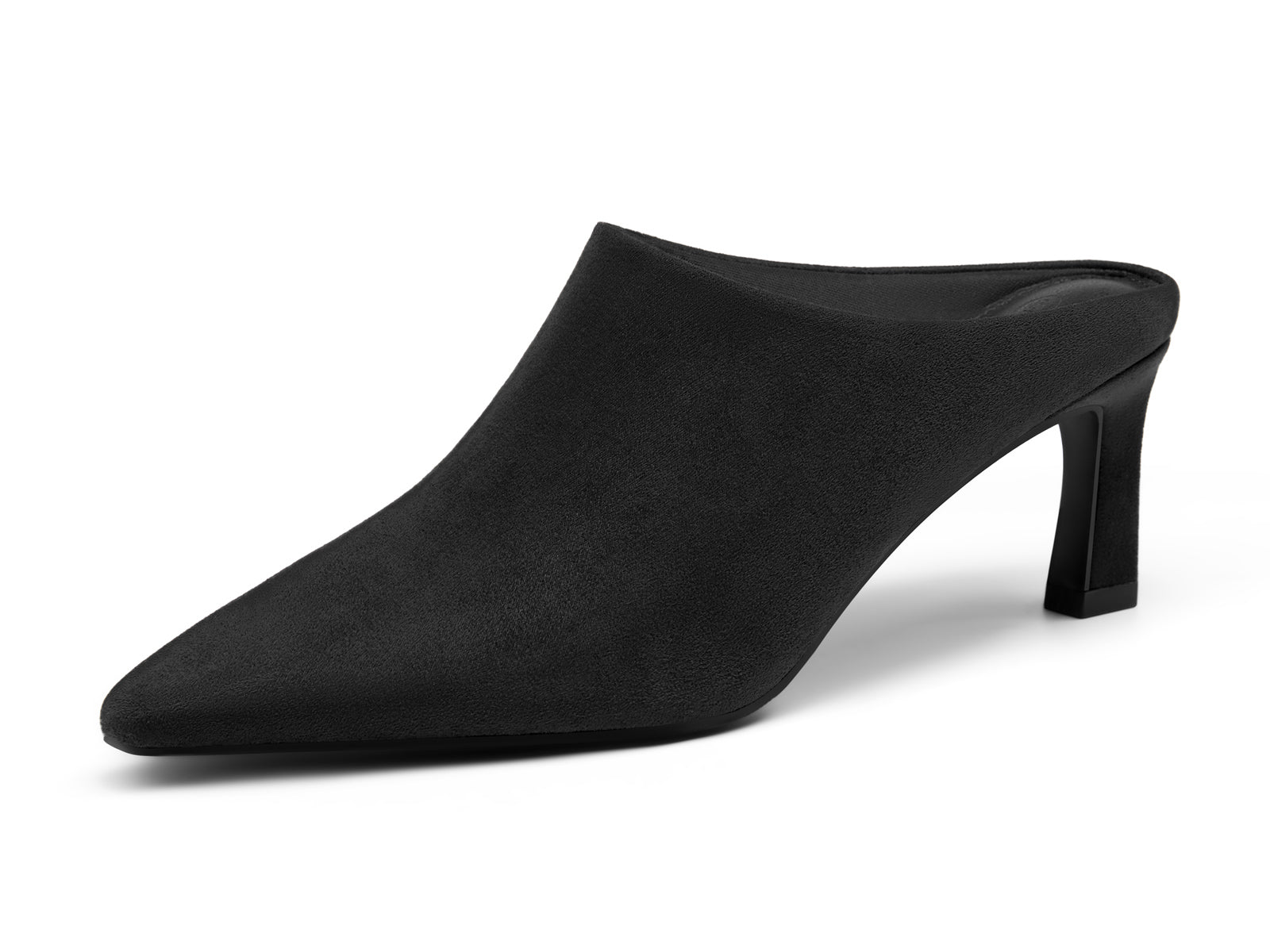 Coutgo Womens Suede Black Kitten Heels Mules