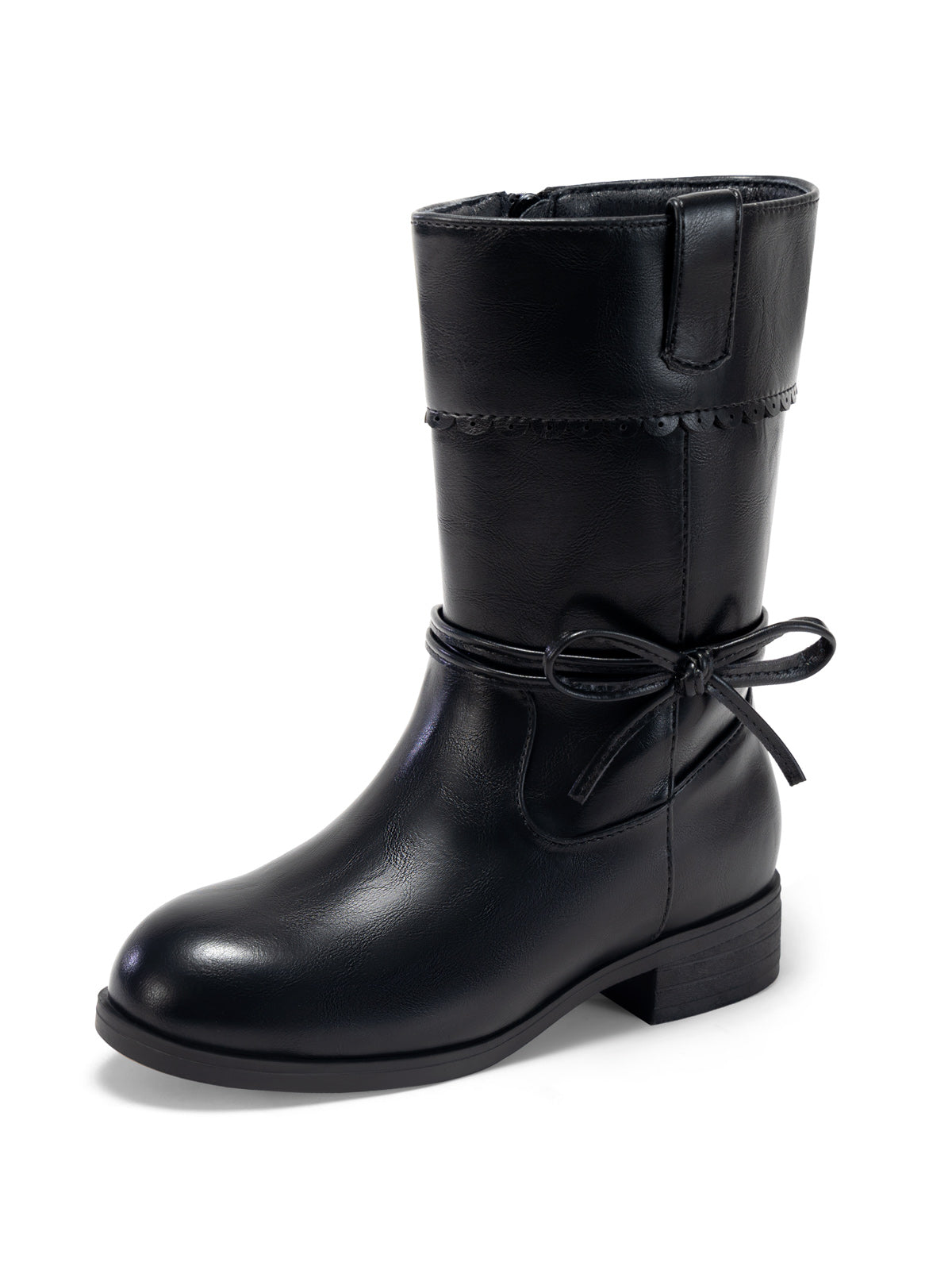 Coutgo Girl Black Bow Mid Calf Boots