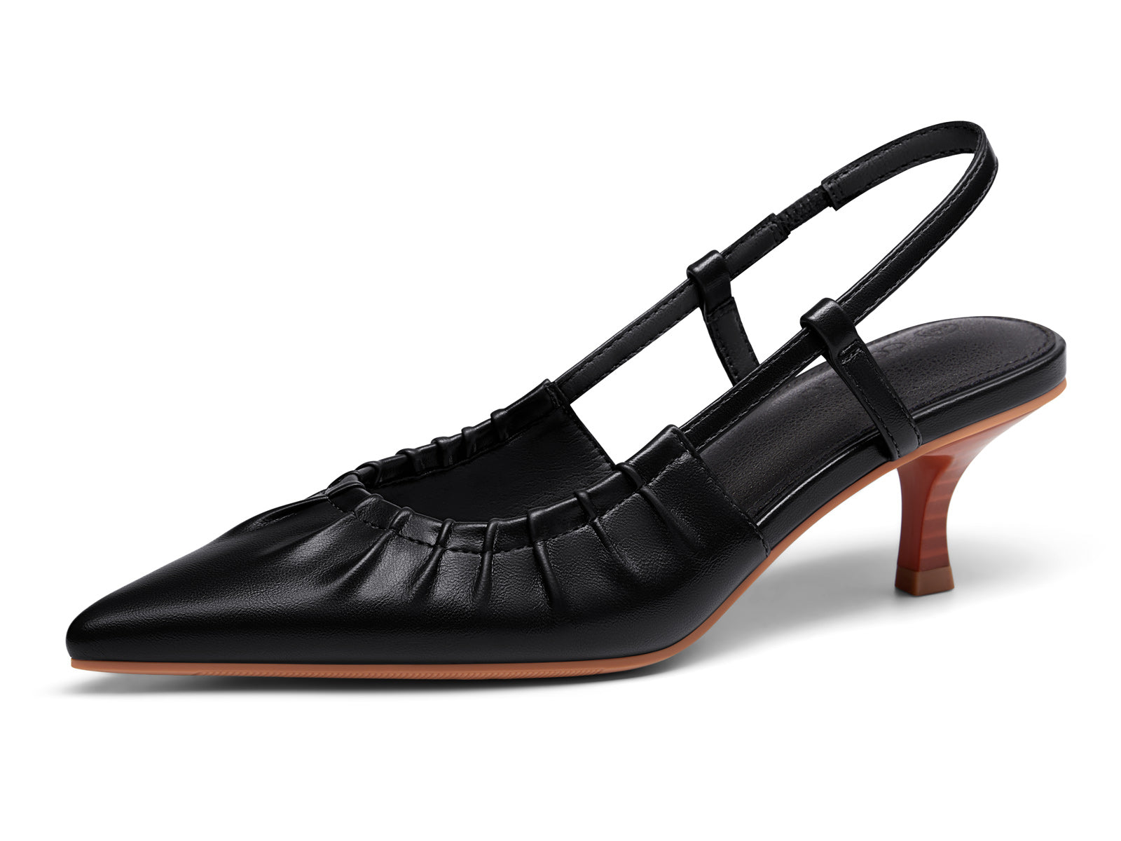 Coutgo Womens Black Slingback Kitten Low Heels