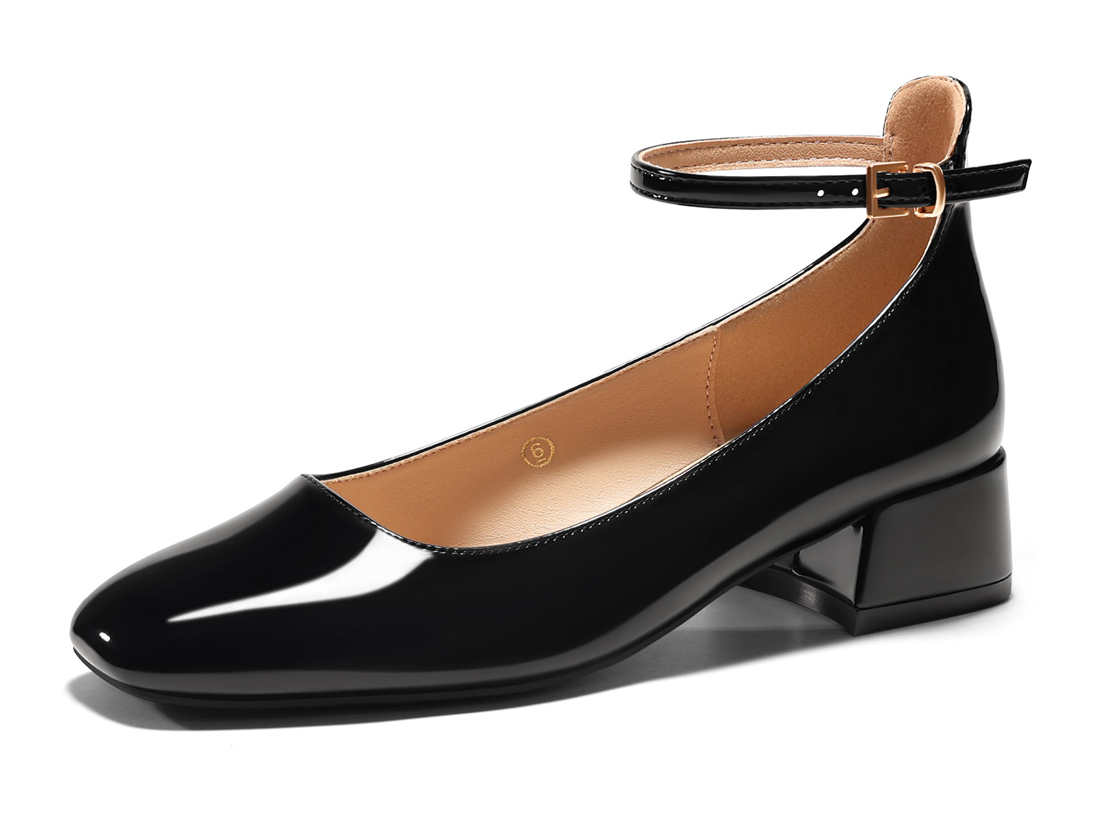 Coutgo Womens Black Chunky Low Heels