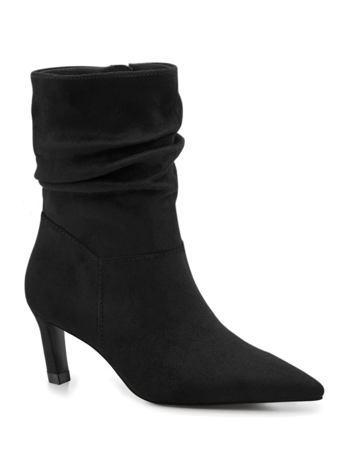 Coutgo Women Black Slouch Pointed Ankle Boots
