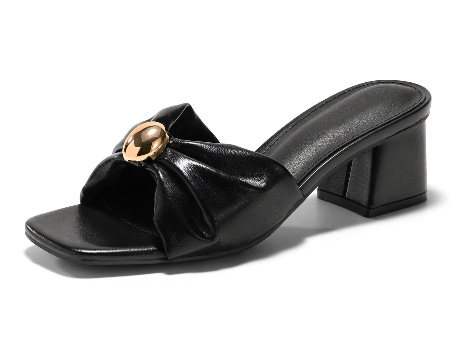 Coutgo Womens Black Low Heels Sandals