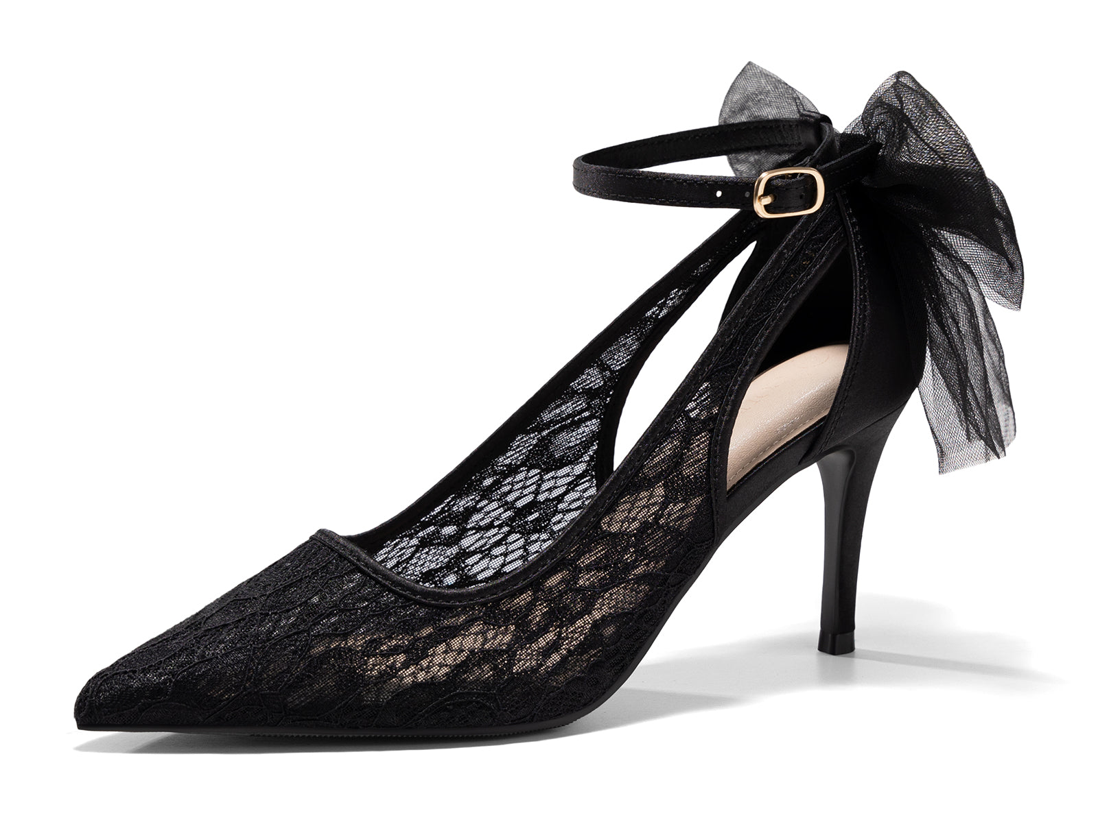 Coutgo Womens Black Lace High Heels