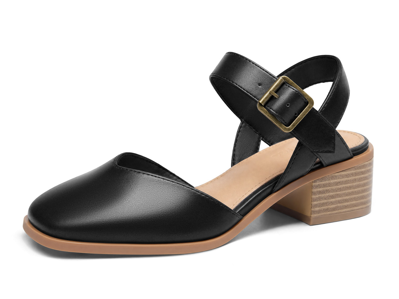 Coutgo Womens Black Closed Toe Vintage Pumps