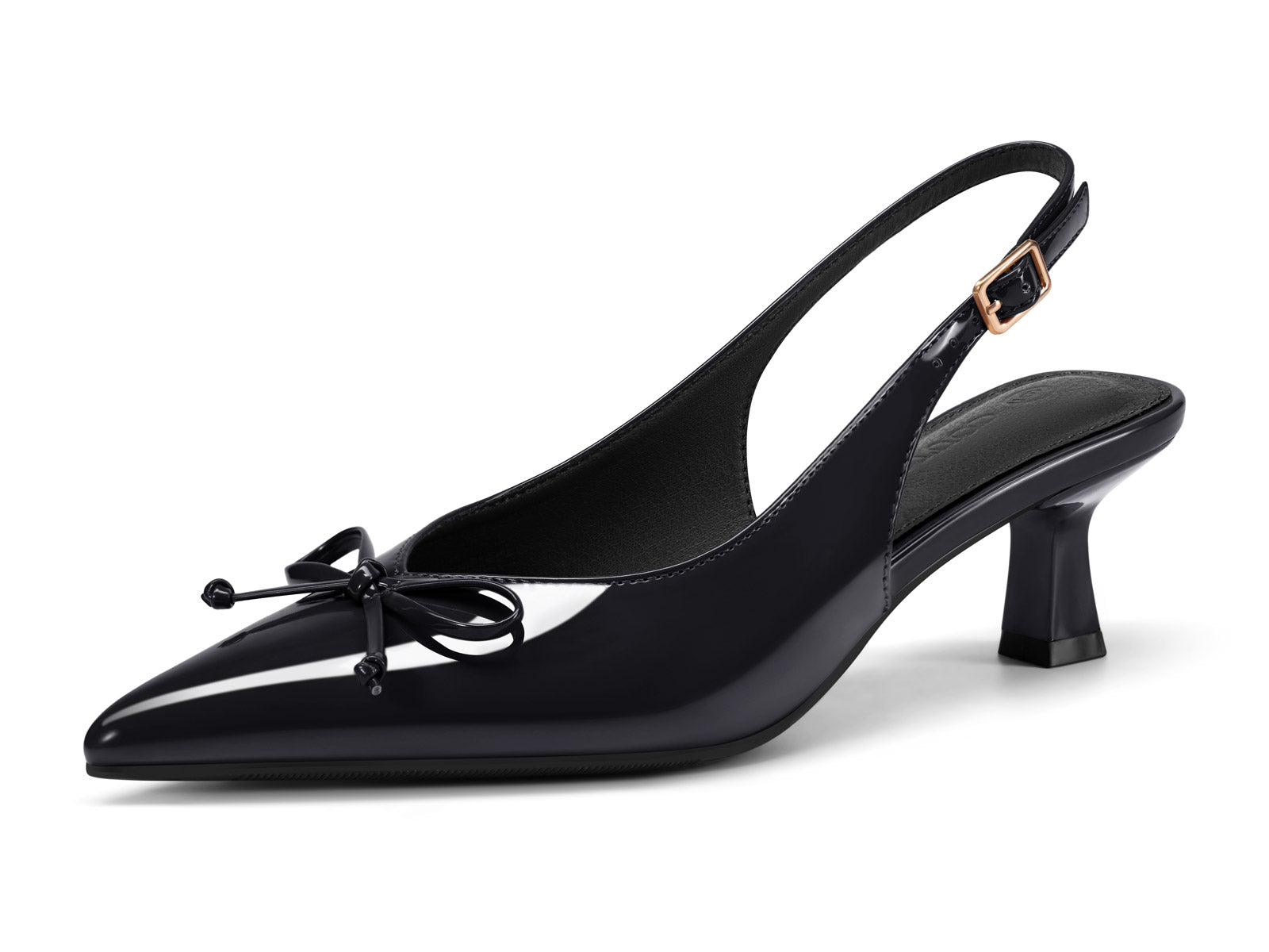 Coutgo Women Black Bow Slingback Pumps