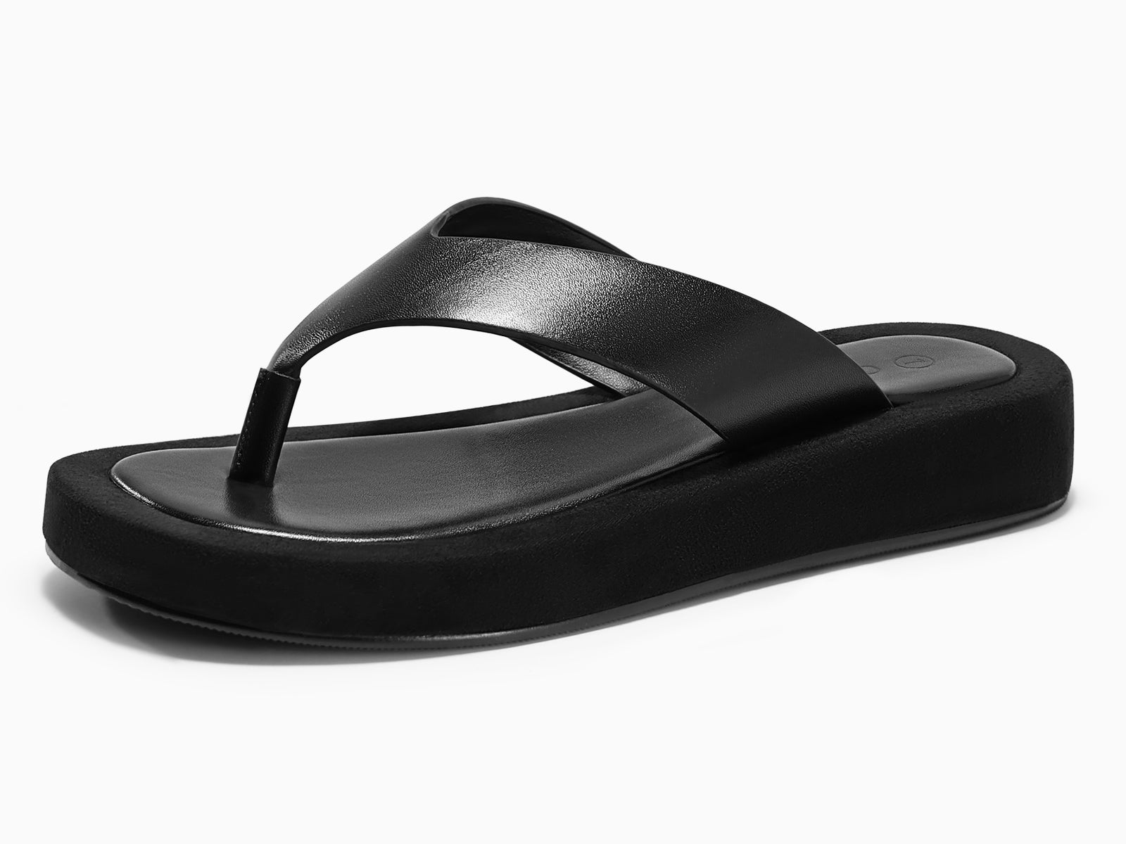 Coutgo Womens Black Platform Flip Flops Sandals