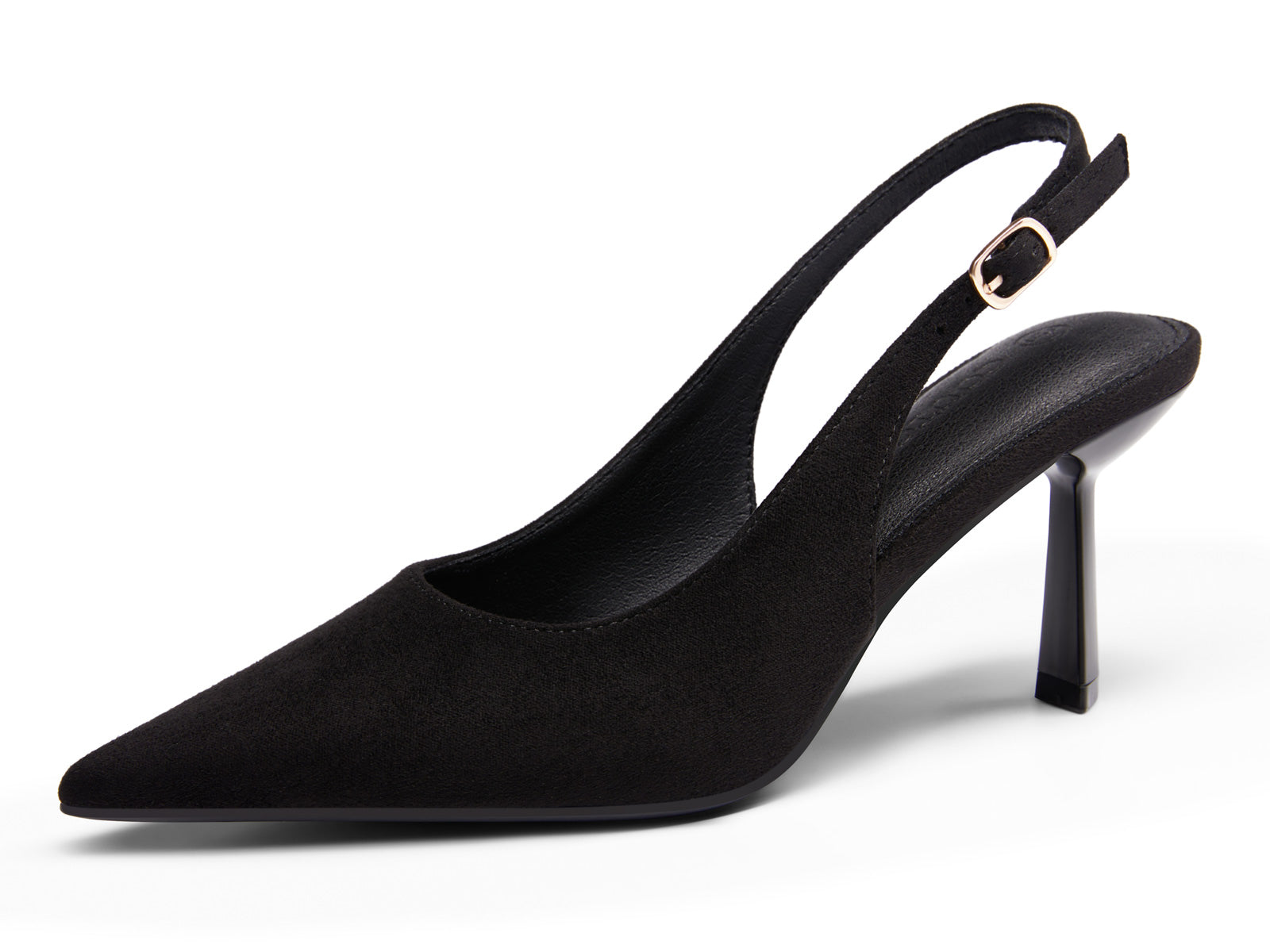 Coutgo Womens Black Slingback Kitten Heels