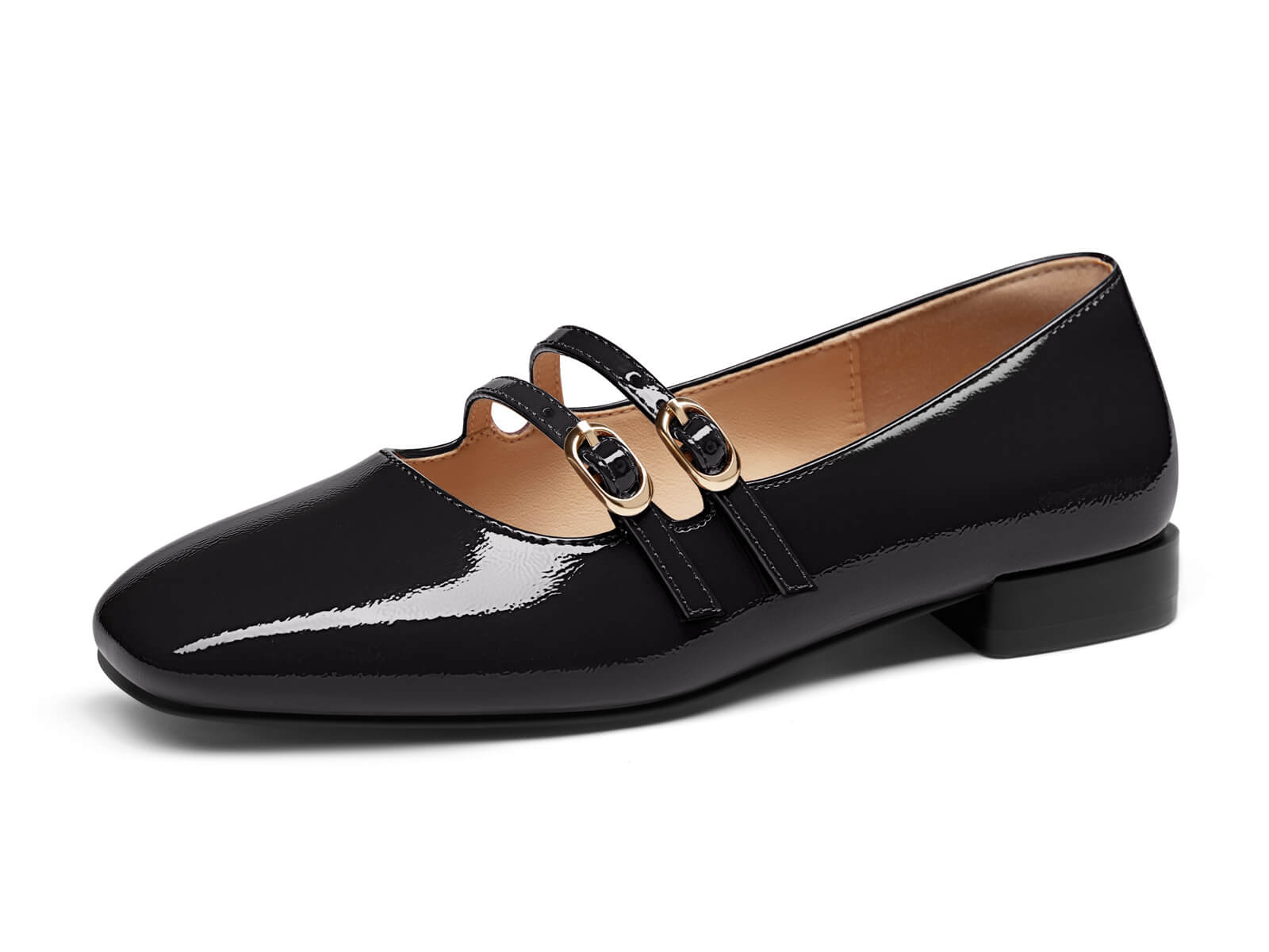 Coutgo Women's Black Mary Jane Flats
