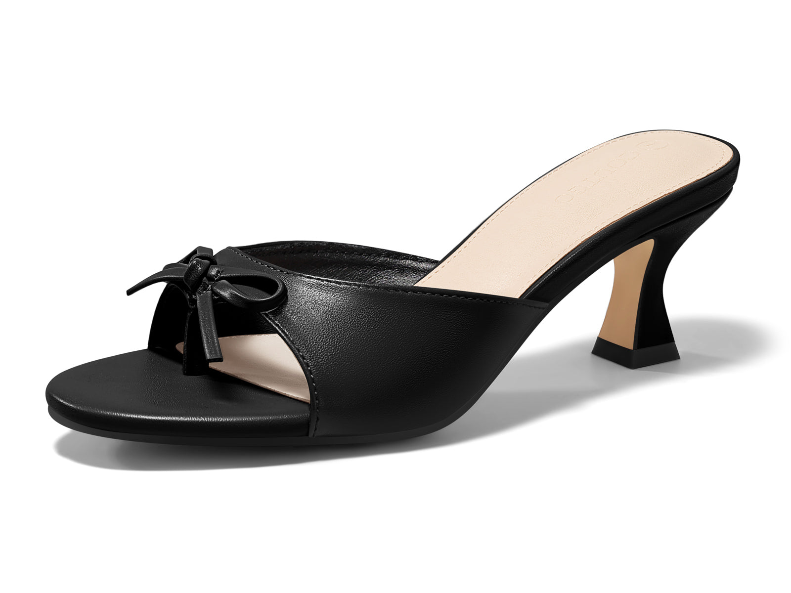 Coutgo Women's Black Pu Kitten Heels Sandals