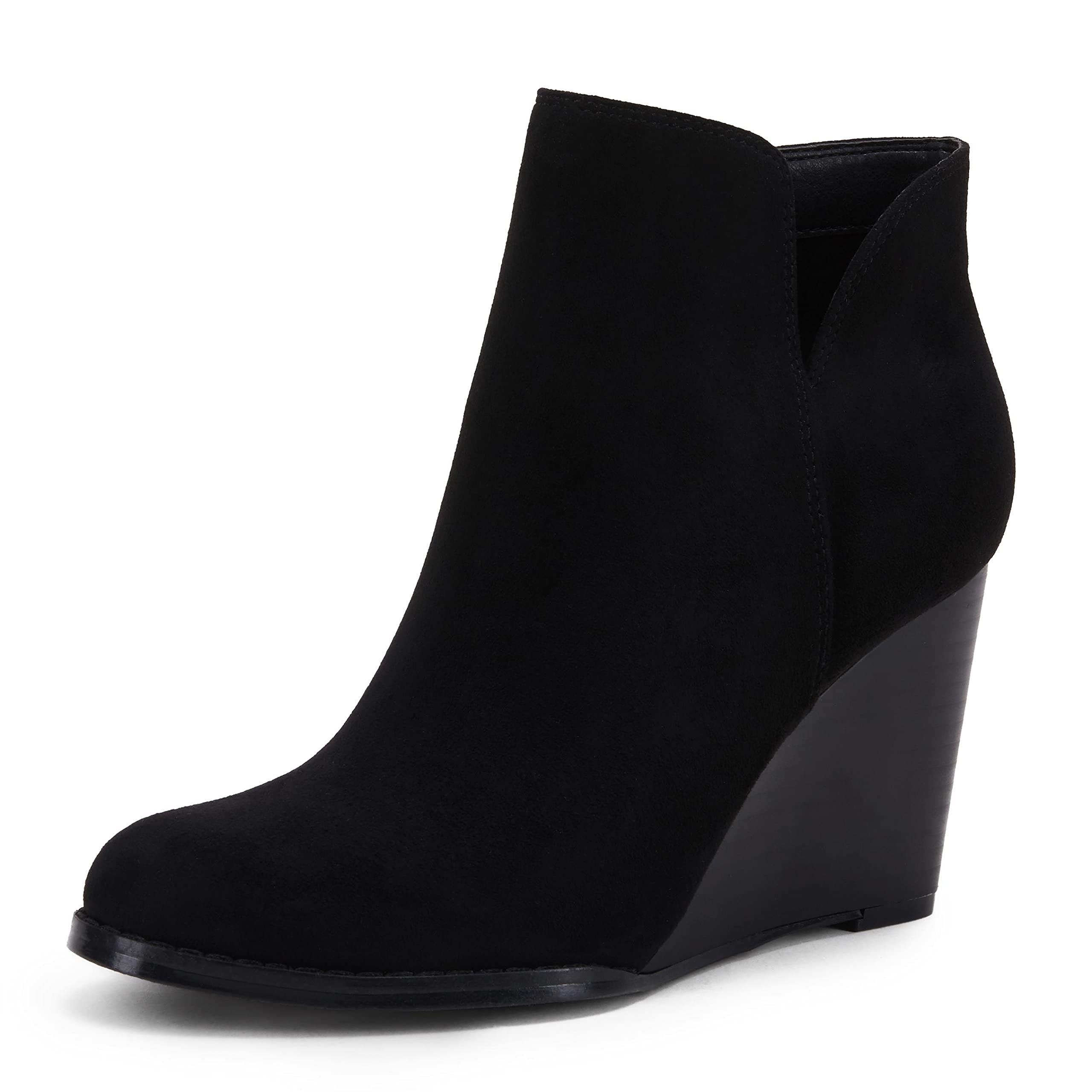 Coutgo Womens Black Wedge Ankle Booties